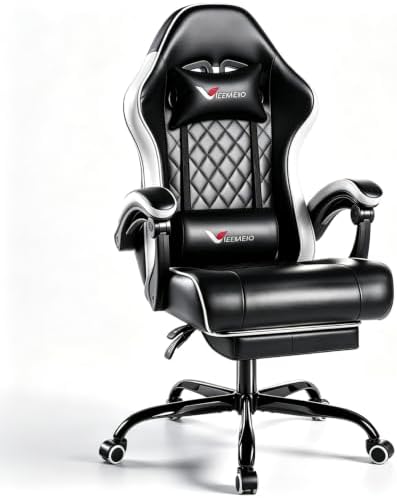 Ergonomic Gaming Chair with Footrest Lumbar Support, Home Office Game Desk