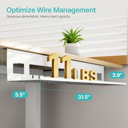 PEGZONE Under Desk Cable Management Tray, 31.5'' Screw-Mount Steel Rack
