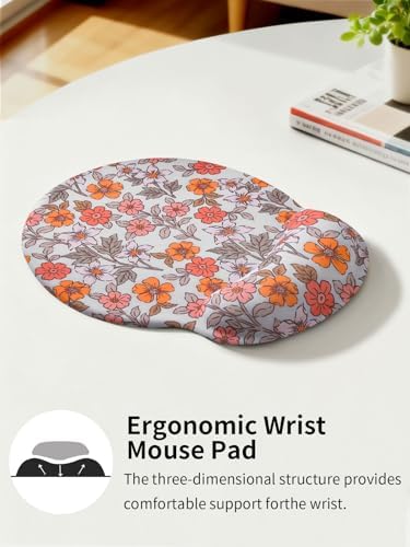 Seorsok Blooming Floral Mouse Pad with Gel Wrist Support Mouse Pad,Ergonomic Aesthetic,Comfort Mousepad for Office Work Computer,Pain Relief Mousepad with Non-Slip Silicone Base,Colorful Flowers