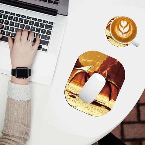 Small Mouse Pad，Mini Mouse Pad 6 x 7 Inch，for Laptop Keyboard Tray Wireless Mouse Home Office Travel，with Non-Slip Rubber Base, Waterproof Mouse Mat，Dragon
