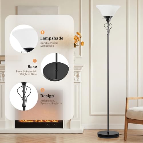 Floor Lamps for Living Room, 70" Tall Torchiere Floor Lamps, Plastic Shade