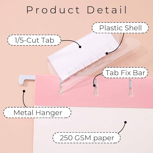 Y YOMA 12 Pack Colored Hanging File Folders Letter Size Decorative Hanging Folder Cute Pretty File Folderfor Filing Cabinet Drawer Office Home with 1/5-Cut Adjustable Tabs, Soft Color