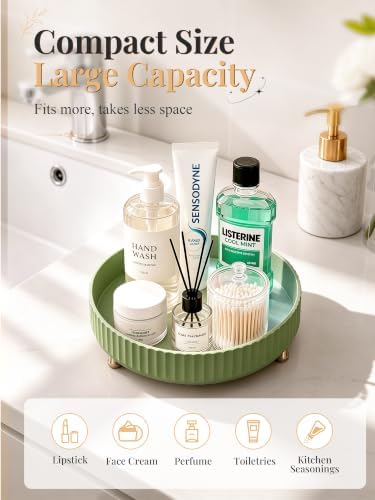 360 Rotating Makeup Organizer - Perfume Vanity Skincare Tray Green