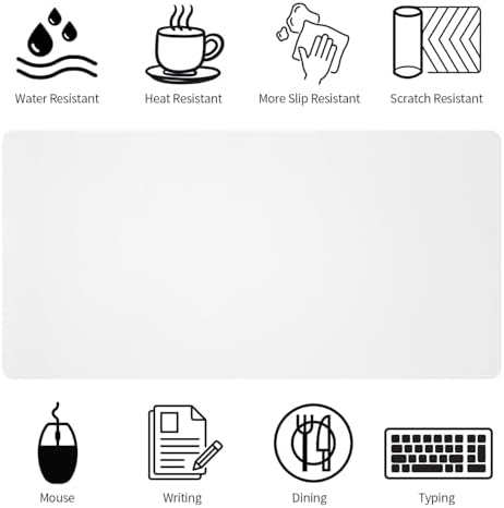 Bloss White Desk Mat, Mouse Pad, Waterproof Leather Desk Pad, Desk Matt for Desktop, Non-Slip Ccomputer Desk Protecor Mat for Office/Home/Decor(27.6 x 13.8 Inches)