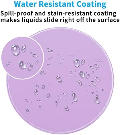 Dapesuom Round Mouse Pad, 8.7 x 8.7 Inch Premium-Textured Washable Non-Slip Rubber Base Cute Small Mouse Mat with Stitched Edge for Men Women Wireless Computer Laptop Gaming Desk Accessories, Purple