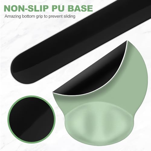 AIMSA Mouse Pad with Wrist Rest Support, Keyboard Wrist Rest Set, Ergonomic Memory Foam Mousepad for Computer Keyboard, Easy Typing and Pain Relief, Green