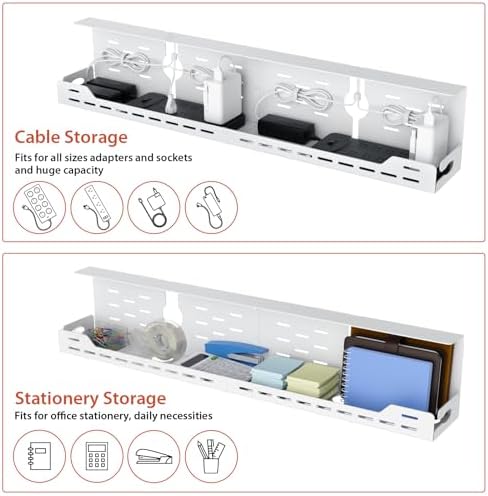 Univivi Under Desk Cable Management Tray, Cable Management, 32 inch, White