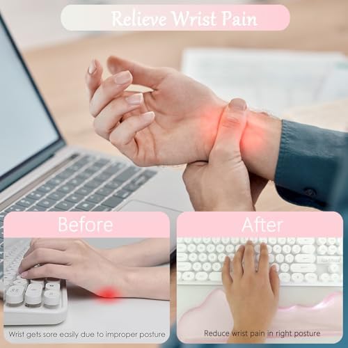 Gel Mountain Wrist Rest for Keyboard and Mouse Abstract Clear Pink Keyboard Wrist Rest Transparent Ergonomic Cute Minimalist Mouse Wrist Pad Cool Silicone Non-Slip Support for Computer Office Decor