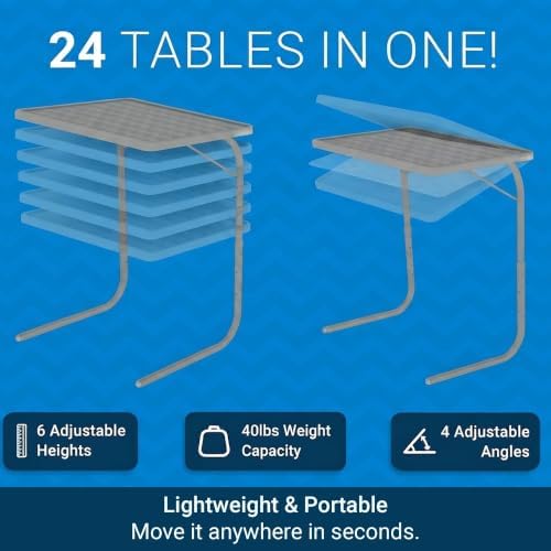 Table-Mate TV Tray Table | Portable Desk Folding Dinner Tray, Couch Table Trays for Eating Snack Food, Portable Laptop Desk, Bed Trays for Eating | Adjustable TV Trays with 3 Angles and Cup Holder
