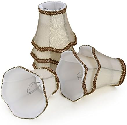 Fuloon Clip on Chandelier Lamp Shades, 3.14x5.51x4.72 in, Small Sconce Shades for Candelabra Bulbs, European/French Country Style(6 Pack, Golden)