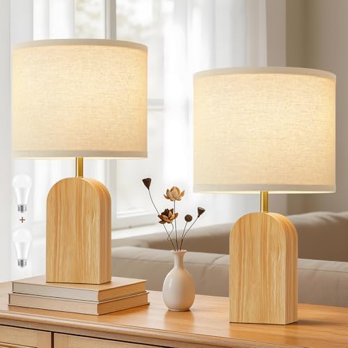 Table lamps for Bedroom Living Room,19" Bedside Lamps Set of 2,Burlywood