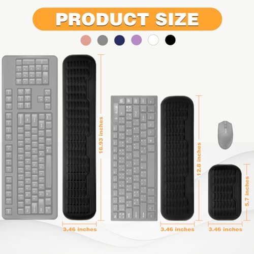 UnivoColors Memory Foam Keyboard Wrist Rest,Latest 3.0 Wave Curve Design,High-Resilience Memory Foam Non-Slip Base,Fits Compact Keyboards,Ideal for Work and Gaming(Black)