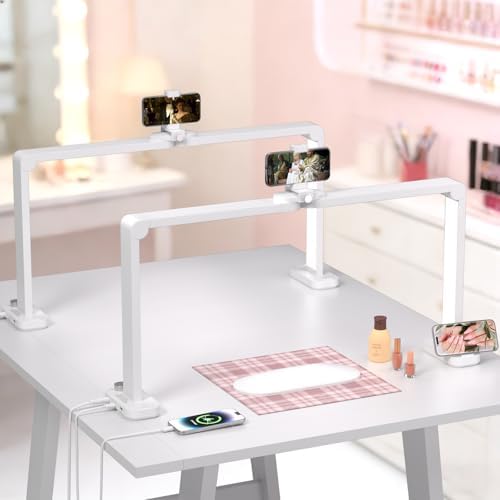Half Moon Light for Nail Desk, Square Table Lamp, White, 2 Packs