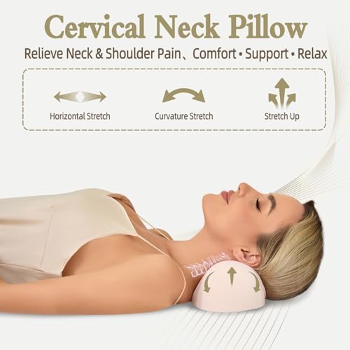 HydroAurum Cervical Neck Pillow, 100% Memory Foam Neck Roll Pillow for Neck and Shoulder Pain Relief, Orthopedic Support for Office Workers, Drivers & Yoga