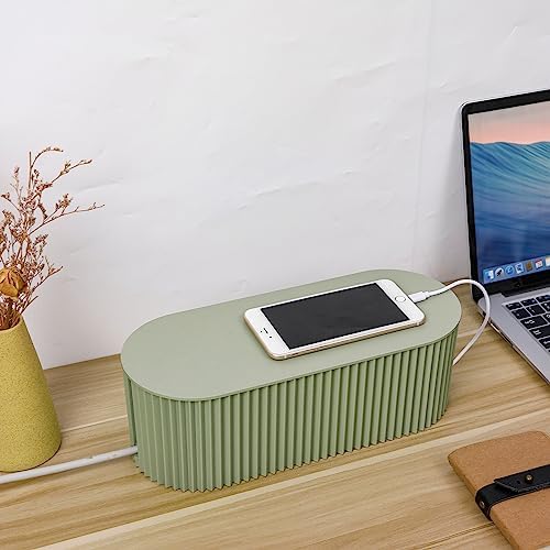 FABROK 2 Pack Cable Management Box, Cord Hider Box, Green, Small+Large