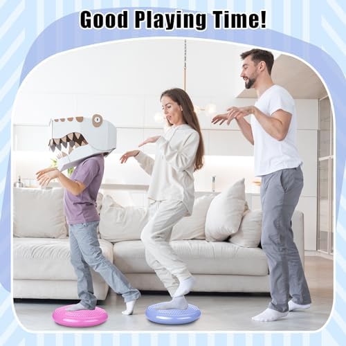 Silipull 2 Pcs Wiggle Seat Inflated Wobble Cushion Flexible Balance Disc with Air Pump for Core Stability Strengthening Improving Posture Physical Exercise