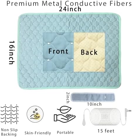 Conductive Metal Fabric Grounding Mat Set with Grounding Wristband and 15ft Cord for Bed/Desk/Floor/Feet - Machine Washable, Healthy Material to Improve Sleep and Wellness