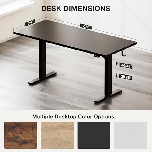 Acrolix 63x24 Electric Standing Desk with Cable Net, Black