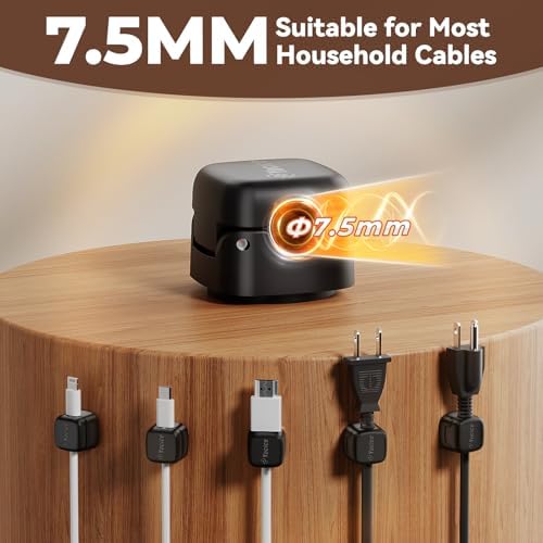 6Pack Cable Clips Cord Organizer for Desk, 360° Rotatable, Black