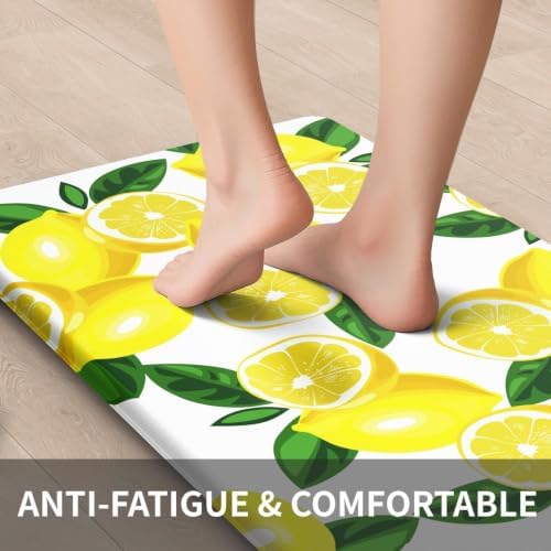 Lemon Kitchen Decor Kitchen Mat, Cushioned Anti Fatigue, Non-Slip