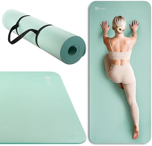 KEEP Extra Thick NBR Yoga Mat for Women & Men, 10mm Thick, 72”x32” Large Exercise Mat with Non-Slip Workout Mat for Yoga, Pilates, Stretching, Meditation – Wide & Cushioned Fitness Mat