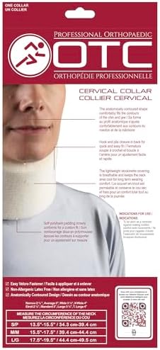 OTC Cervical Collar, Soft Contour Foam, Neck Support Brace, White Wide 3.5" Depth, X-Large