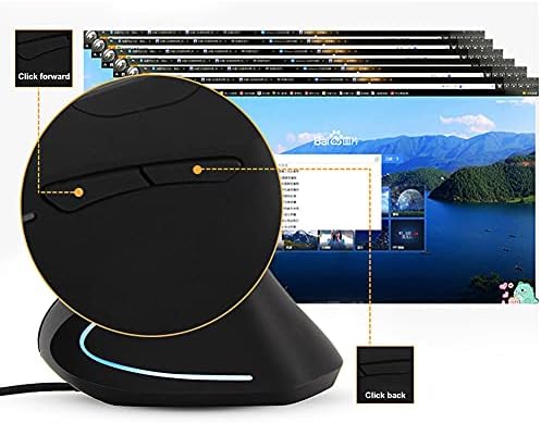 VBESTLIFE Vertical Ergonomic Gaming Mouse, 3200 DPI USB Optical Mouse with 6 Buttons and LED Indicators, Anti Sweat Grip for PC Computer Office and Design Work