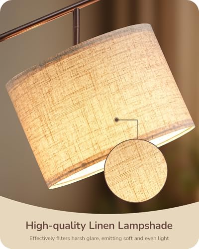 EDISHINE 64.7IN Brown Floor Lamp for Living Room with Remote, Standing Lamp