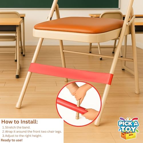 Chair Bands For Kids With Fidgety Feet 6 Pack | Fidget Chair & Desk Band | Stretchy Bands for Your Feet | For Kids with ADHD, ADD, SPD, Autism