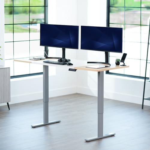 VIVO White/Light Wood 71 x 30 in Standing Desk, DESK-KIT-1G7WC