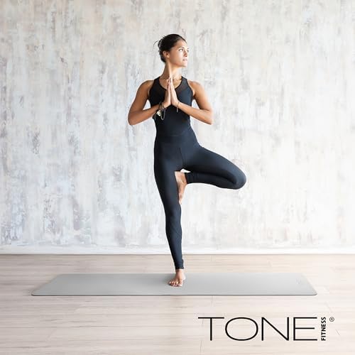 TONE Fitness 1/4" Yoga Mat, Non-Slip Exercise & Pilates Mat with Strap