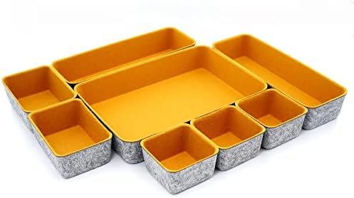 Welaxy 8-Piece Felt Drawer Organizers Curry Desk Tray Makeup Storage