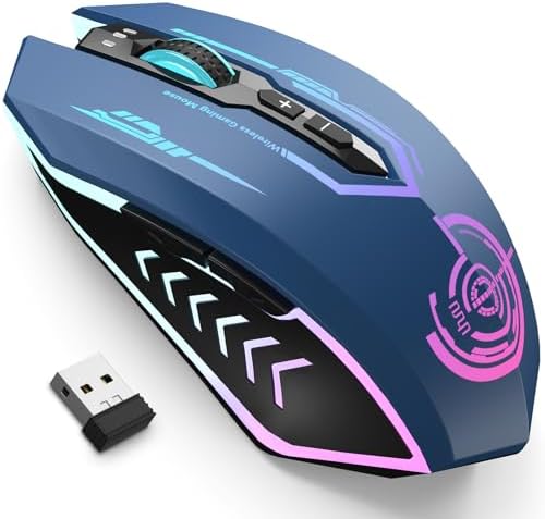 UHURU Wireless Gaming Mouse, Rechargeable 10000 DPI LED PC Mouse