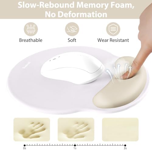 Sushret Mouse Pad and Keyboard Wrist Rest, 3-in-1 Gel Memory Foam Ergonomic Mouse Pad with Wrist Rest Set, Gaming Mousepad Arm Cushion Support for Computer Office Desk Accessories Cute Setup,Khaki