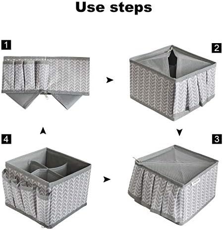 Cosmetic Storage Bins Makeup Organizer, Adjustable Multifunction Storage Box Desk Drawer Divider for Makeup Brushes, Bathroom Countertop or Dresser, Set of 3 (Grey)