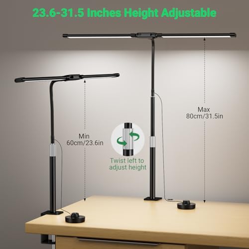 LED Desk Lamp with Clamp, 23.5-31.5 Inches, Black