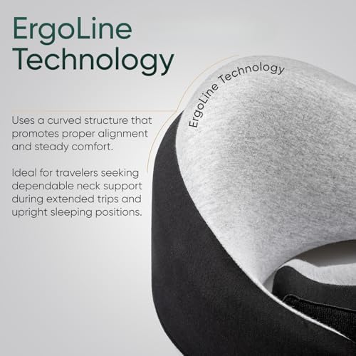 Proglobe Luxe Airplane Neck Pillow, Memory Foam, Organic Cotton, Charcoal