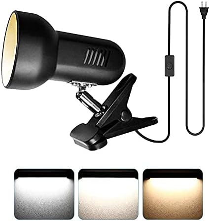 LED Clamp Work Lamp, 5W 360° Rotatable Head, Ultra Bright Work Bench Light, Desk Lamp with Clip,3 Color Temperature Modes, 4.9ft Plug & Play Cord (Black)…