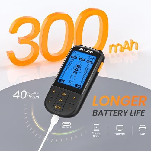 AVCOO 3-in-1 TENS Unit Muscle Stimulator with 30 Modes for Pain Relief