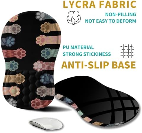 Hokafenle Ergonomic Mouse Pad Wrist Support, Wrist Rest Mousepad for Carpal Tunnel Pain Relief with Integrated Memory Foam Slope Massage Bulge (11.8x7.9 inch,Cute Cat Claw