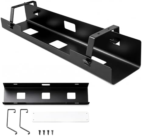 Under Desk Cable Management Tray 23.6" – Steel Wire Cable Holder Organizer for Work from Home, Office & Gaming Setup