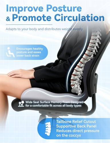 Celinva Orthopedic Car Seat Cushion for Tailbone Pain Relief(Dark Gray)