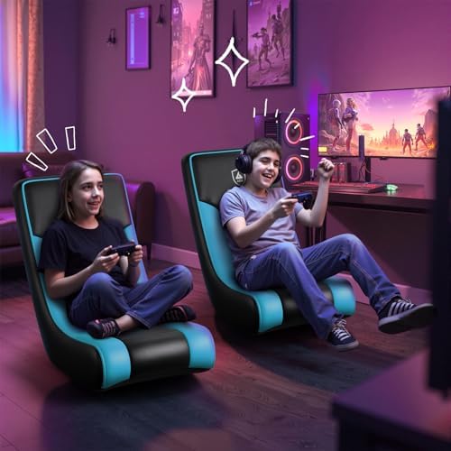 GTPLAYER Gaming Floor Chair Rocker – Rocking Floor Game Chair with Angle Limiter, Compact & Lightweight Gamer Seat – Turquoise Teal Series