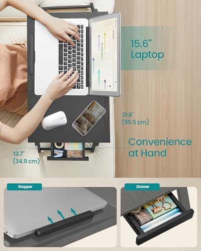 SONGMICS Bed Laptop Desk, Folding Bed Table Adjustable Angle and Height