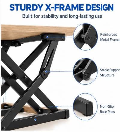 Standing Desk Converter, Adjustable Dual Monitor Riser, Natural