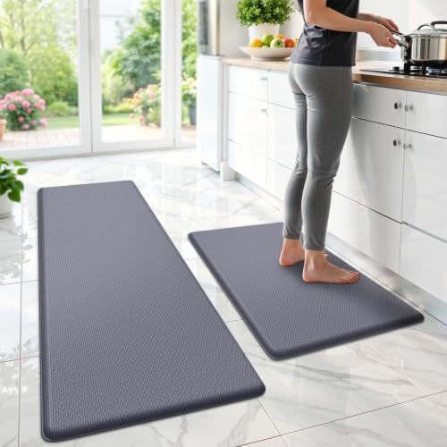 StepLively Kitchen Mat for Floor 2 PCS, Anti Fatigue Rugs, Grey