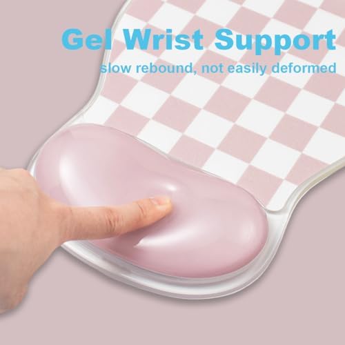 Checkered Mouse Pad with Gel Wrist Rest Support, Ergonomic Cooling Mousepad