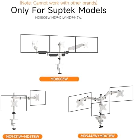 suptek Single Head and Plate Vesa Pole Mount Bracket for Suptek Monitor Mount,White(MD6TBW-2)