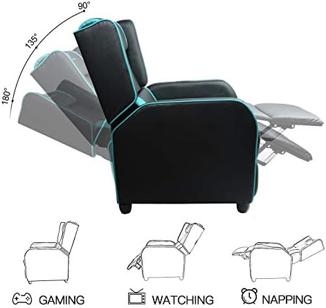 VIT Gaming Recliner Chair Racing Style Single PU Leather Sofa Modern Living Room Recliners Ergonomic Comfortable Home Theater Seating, Teal