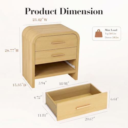 Night Stand Set of 2, 3-Drawer